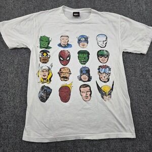 Marvel Comics Superheroes Collage T Shirt Mens Size M White Mad Engine